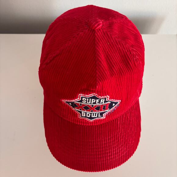 Vtg 1988 Super Bowl XXII Redskins Broncos Strapback Hat Red Corduroy MacGregor - Picture 5 of 12